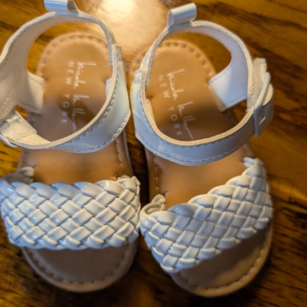 Rachel Shoes White Woven Kids Sandals